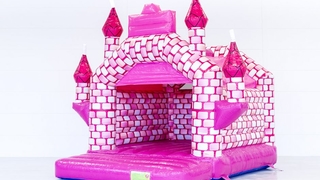 Hüpfburg Standard Ritterburg weiß rosa 