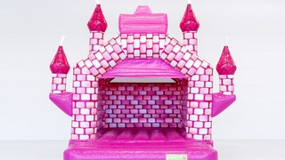 Hüpfburg Standard Ritterburg weiß rosa 