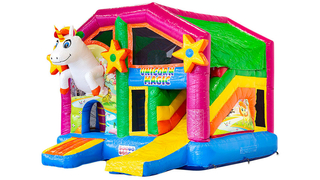 Hüpfburg Multiplay Einhorn mit Dach